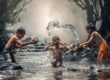 Enfants sous la pluie